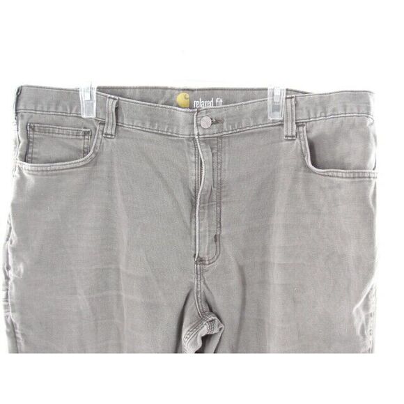 Men's Carhartt Relaxed Fit Gray Rugged Work Jeans Pants, 40 x 32, 30 - Picture 2 of 8